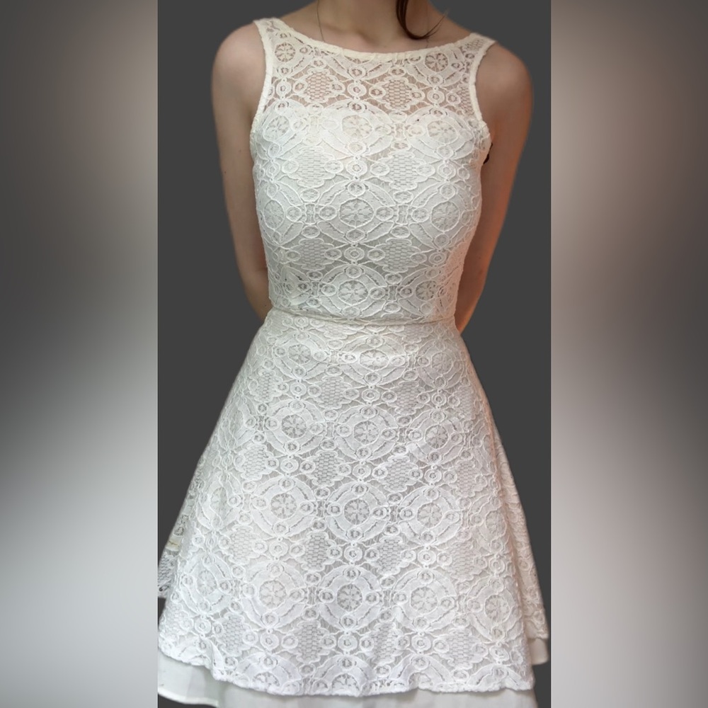 love, Fire White Lace Mini Dress